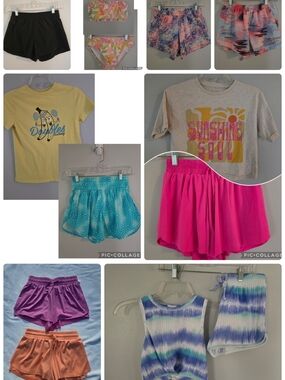 Girl's Summer Clothes Bundle. 8 Pairs Of Shorts, I Bikini And 3 Tops. Size 10